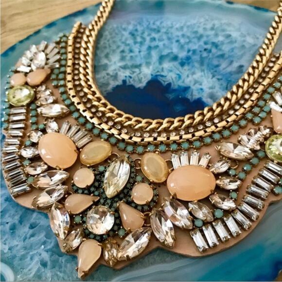 Stella & Dot Giverny Embroidered Bib Statement Necklace, EUC, MSRP $198 - Picture 2 of 9